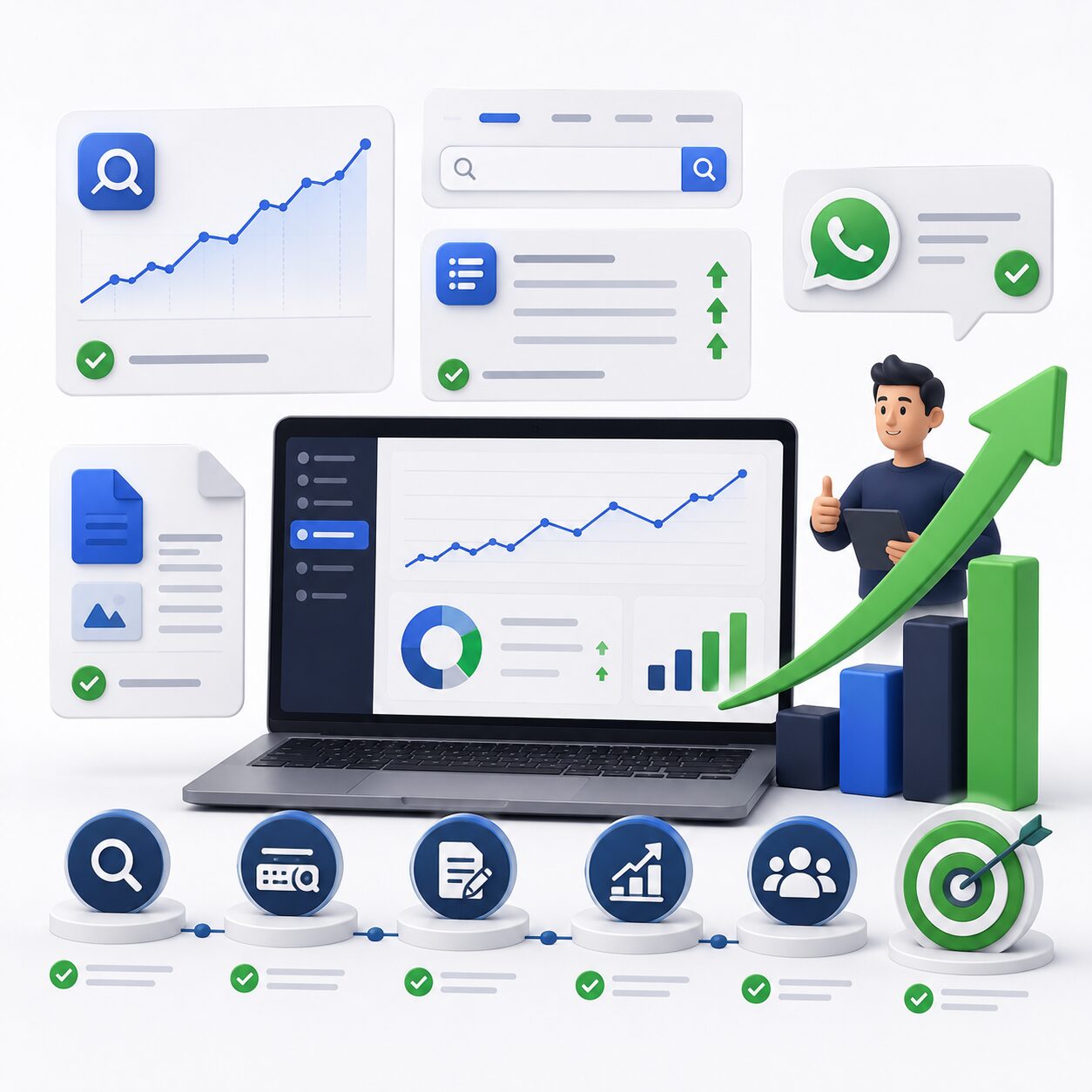 Dashboard laporan hasil SEO dan pertumbuhan traffic organik website