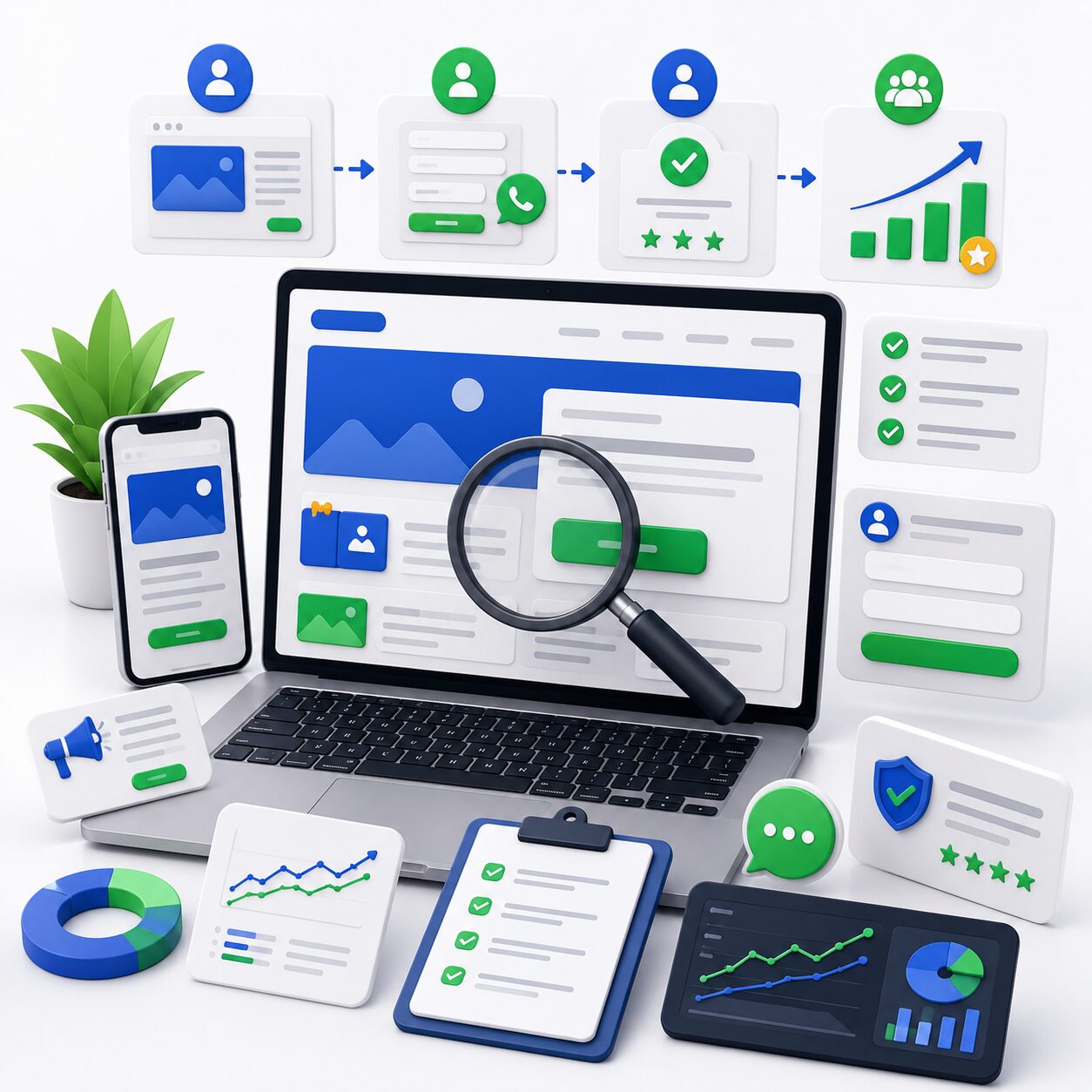 Audit landing page dan tracking leads website bisnis