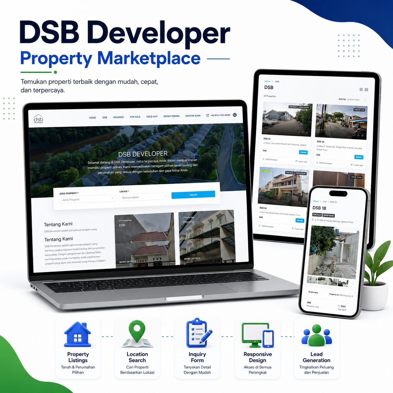 Portofolio website marketplace properti DSB Developer
