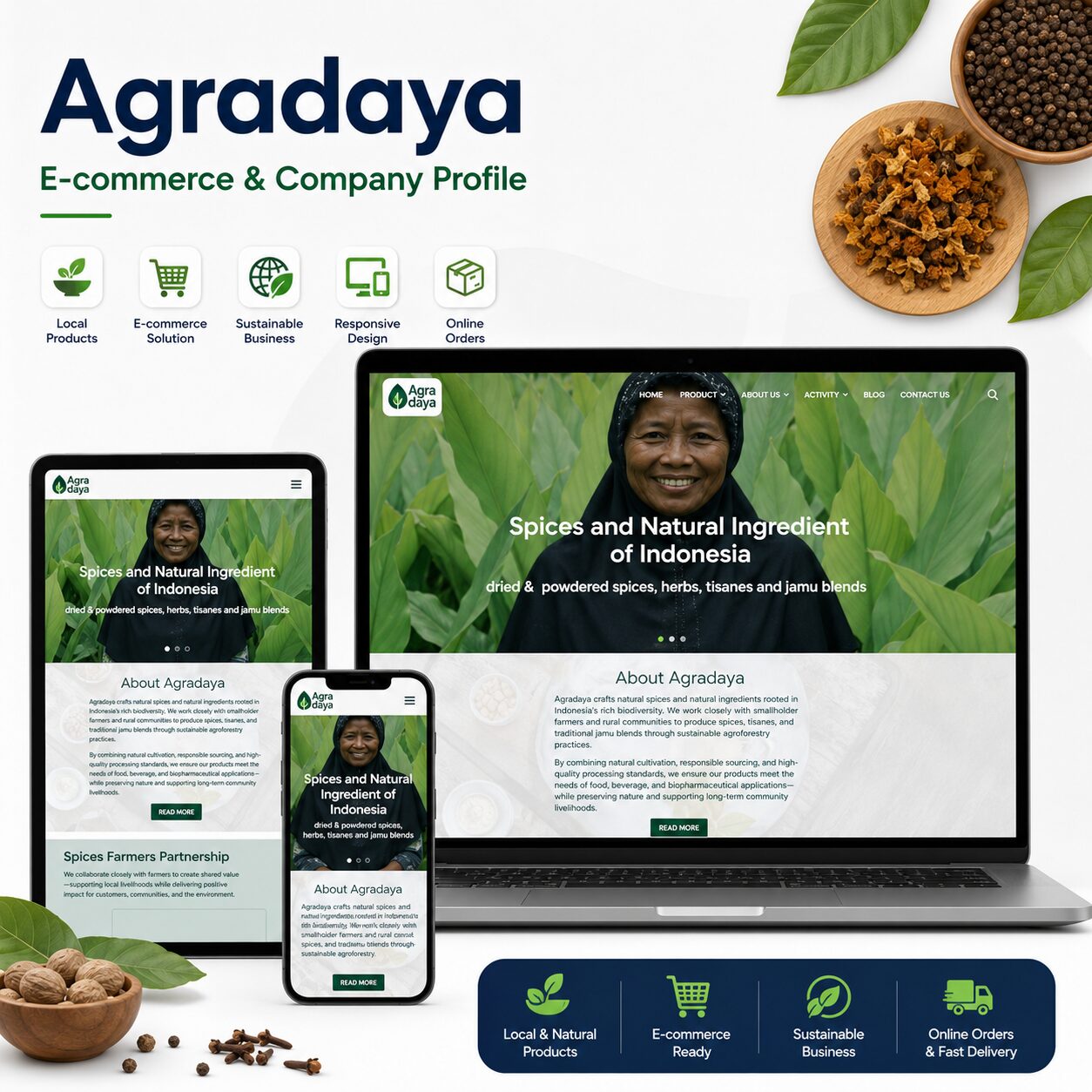 Portofolio website e-commerce dan company profile Agradaya