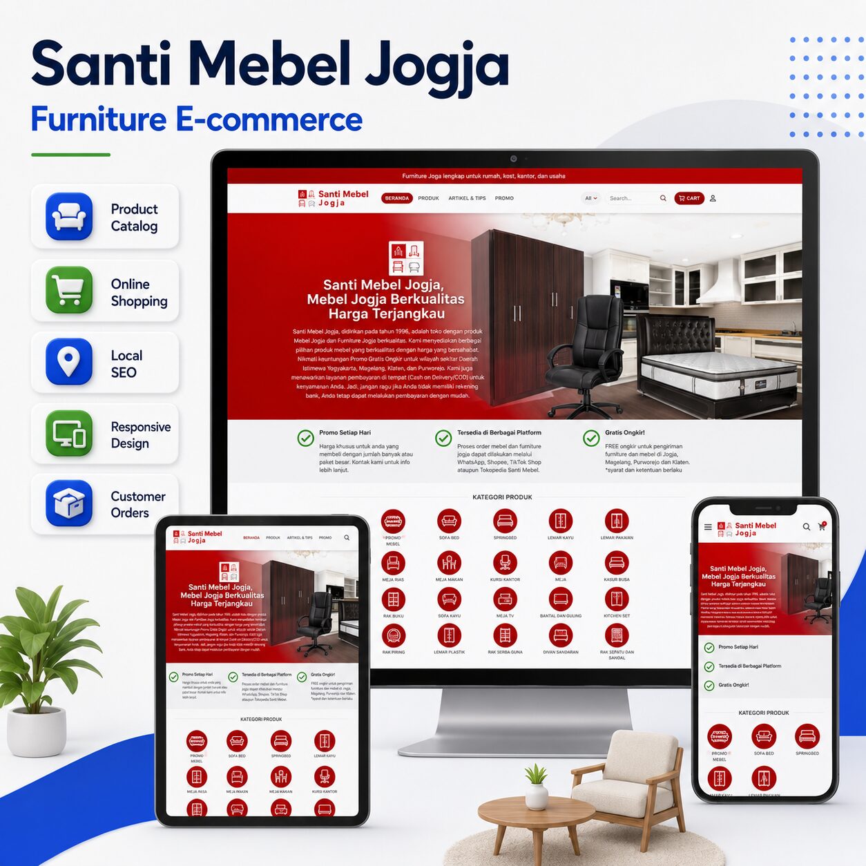 Portofolio website e-commerce Santi Mebel Jogja
