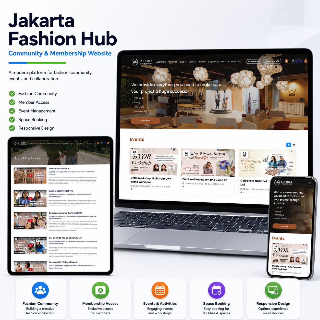 Portofolio website membership Jakarta Fashion Hub