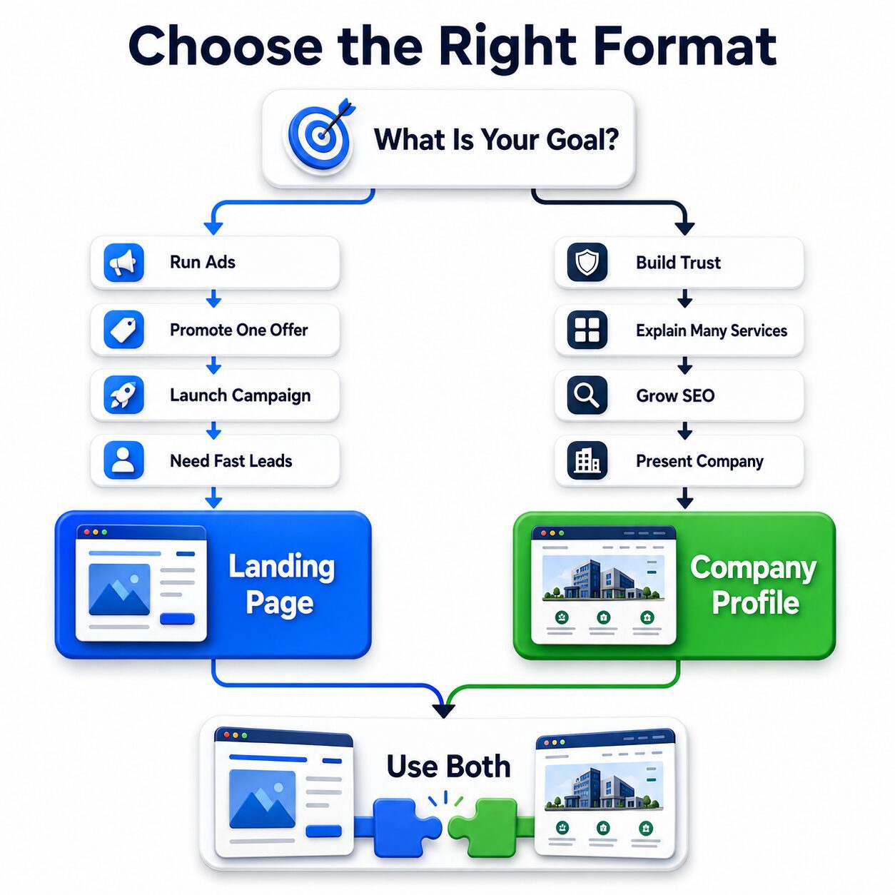 Panduan memilih landing page atau website company profile