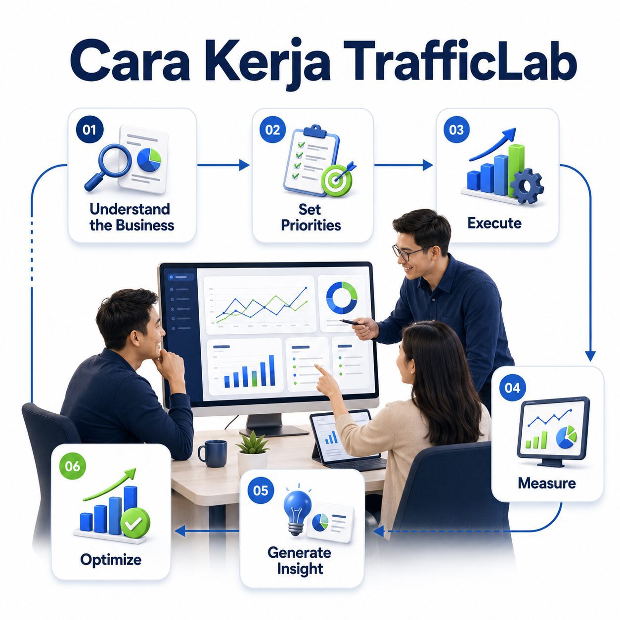 Cara kerja TrafficLab dalam menerapkan Measured Growth