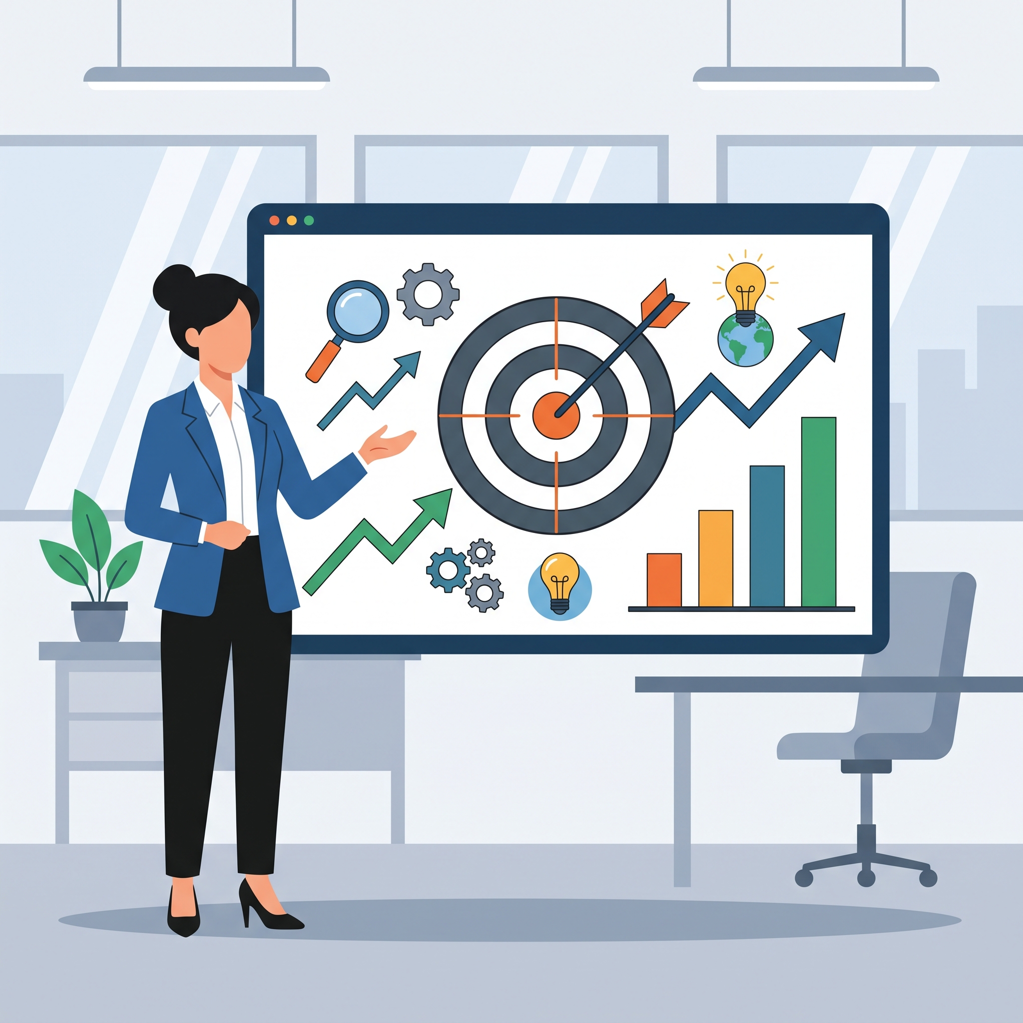 Visualisasi target dari menggunakan SEO untuk mengukur pertumbuhan bisnis digital