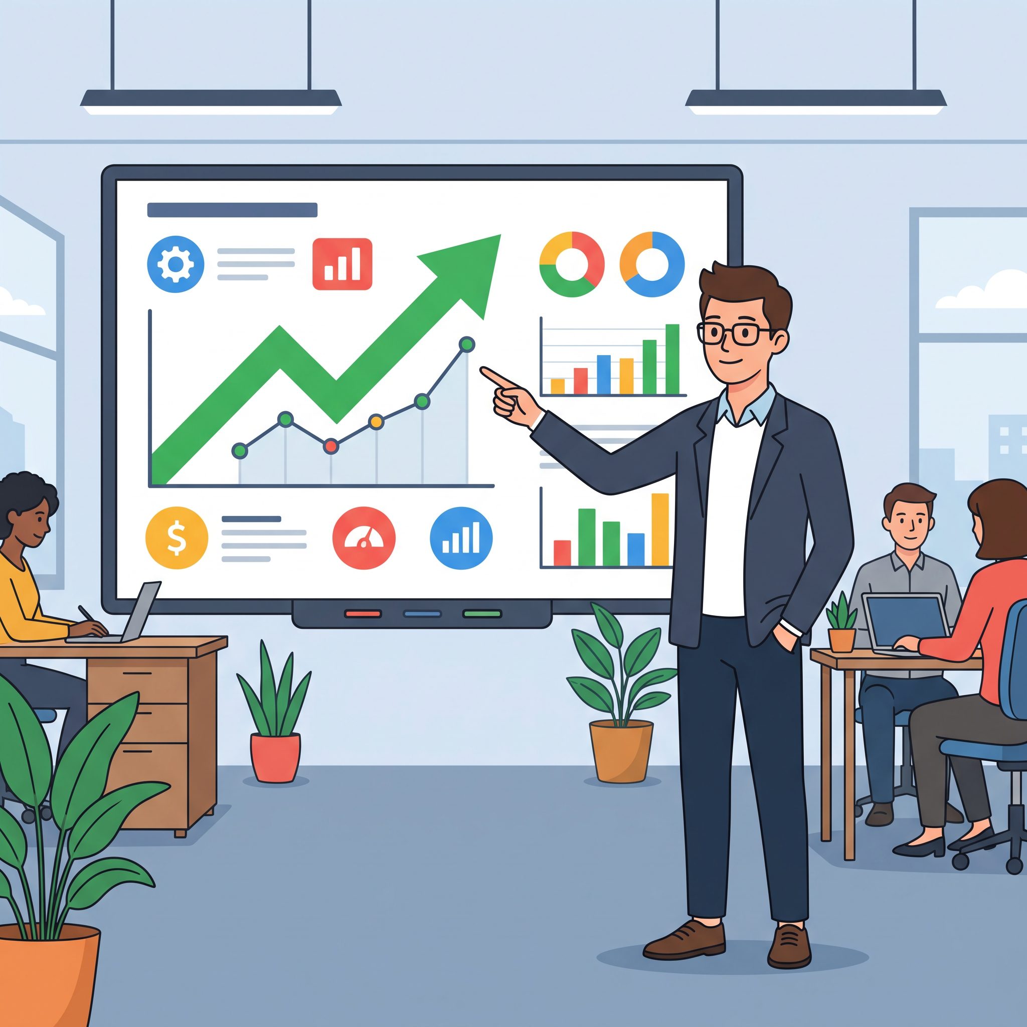 Pakar strategi digital memaparkan laporan analisis Search Engine Optimization dan pertumbuhan ranking