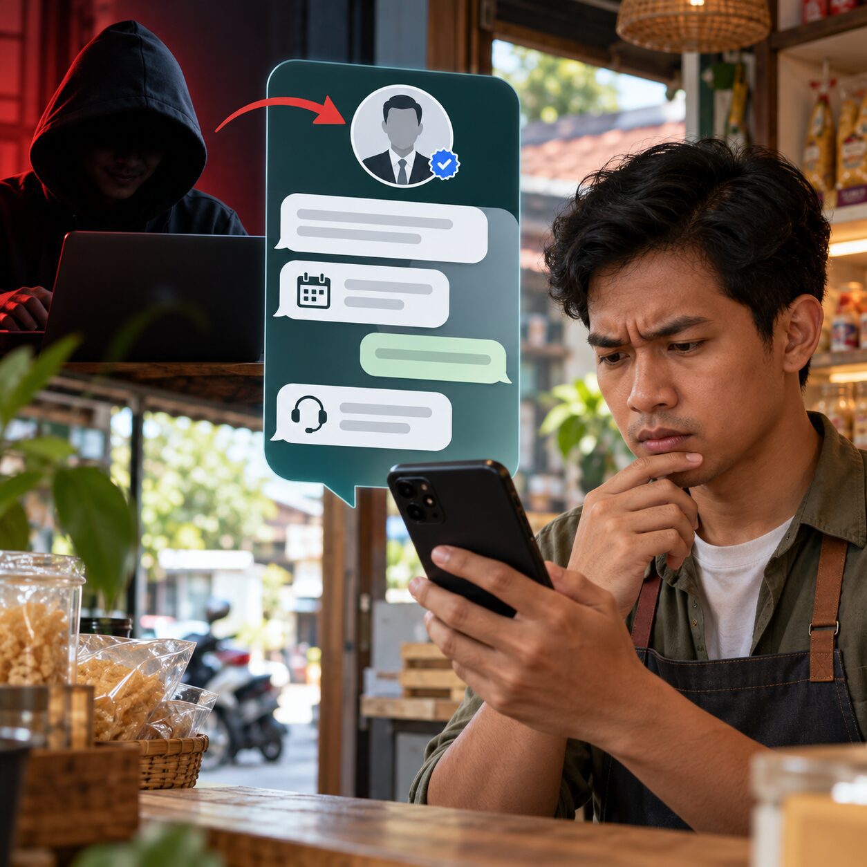 Pemilik usaha memeriksa akses dan informasi profil bisnis